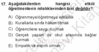 Eğitim Sosyolojisi 2013 - 2014 Dönem Sonu Sınavı 17.Soru