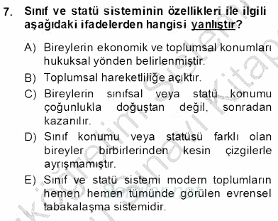 Eğitim Sosyolojisi 2013 - 2014 Dönem Sonu Sınavı 7.Soru