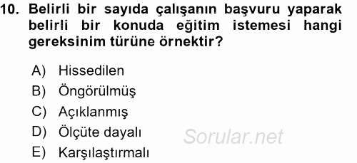 İşletmelerde Eğitim ve Geliştirme 2015 - 2016 Ara Sınavı 10.Soru