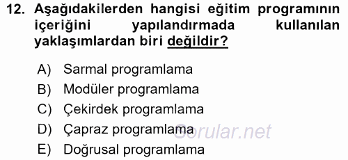 İşletmelerde Eğitim ve Geliştirme 2015 - 2016 Ara Sınavı 12.Soru