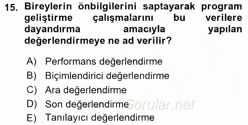 İşletmelerde Eğitim ve Geliştirme 2015 - 2016 Ara Sınavı 15.Soru