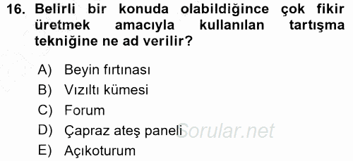 İşletmelerde Eğitim ve Geliştirme 2015 - 2016 Ara Sınavı 16.Soru