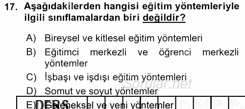 İşletmelerde Eğitim ve Geliştirme 2015 - 2016 Ara Sınavı 17.Soru