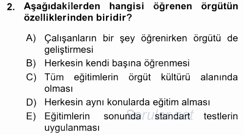 İşletmelerde Eğitim ve Geliştirme 2015 - 2016 Ara Sınavı 2.Soru