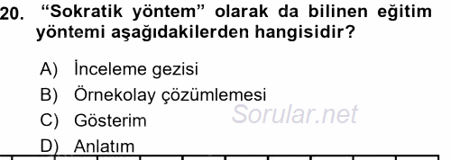 İşletmelerde Eğitim ve Geliştirme 2015 - 2016 Ara Sınavı 20.Soru