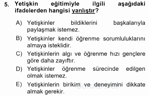 İşletmelerde Eğitim ve Geliştirme 2015 - 2016 Ara Sınavı 5.Soru