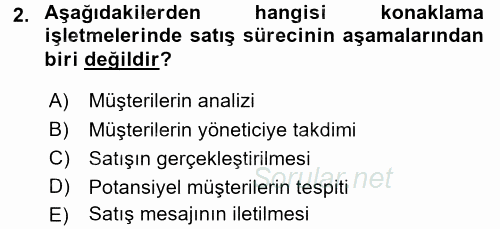 Satış Teknikleri 2016 - 2017 Dönem Sonu Sınavı 2.Soru
