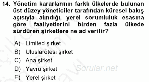 Uluslararası Kamu Maliyesi 2016 - 2017 3 Ders Sınavı 14.Soru