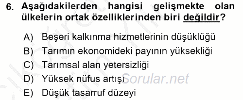Uluslararası Kamu Maliyesi 2016 - 2017 3 Ders Sınavı 6.Soru