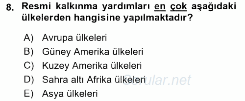 Uluslararası Kamu Maliyesi 2016 - 2017 3 Ders Sınavı 8.Soru