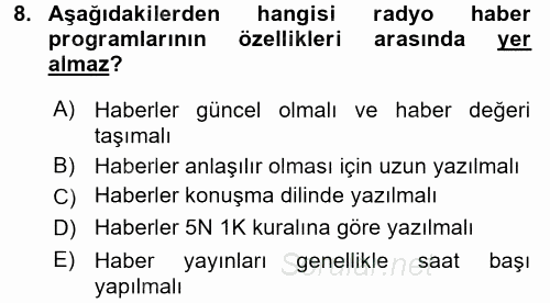 Halkla İlişkiler Uygulama Teknikleri 2017 - 2018 Dönem Sonu Sınavı 8.Soru