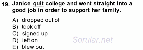 Pedagojik Gramer 2 2014 - 2015 Tek Ders Sınavı 19.Soru