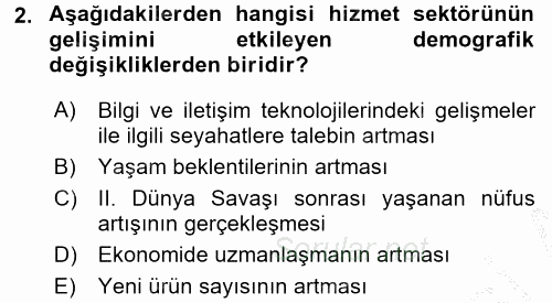 Konaklama Hizmetlerinde Kalite Yönetimi 2016 - 2017 Ara Sınavı 2.Soru