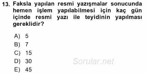 Kalem Mevzuatı 2015 - 2016 Ara Sınavı 13.Soru