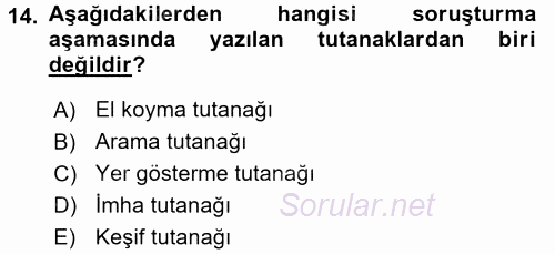 Kalem Mevzuatı 2015 - 2016 Ara Sınavı 14.Soru