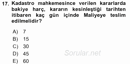 Kalem Mevzuatı 2015 - 2016 Ara Sınavı 17.Soru