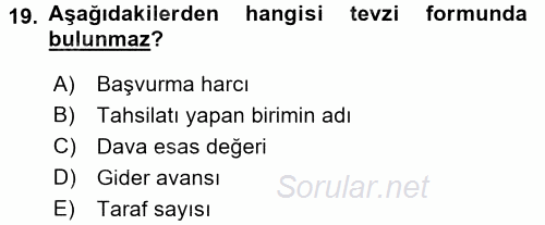 Kalem Mevzuatı 2015 - 2016 Ara Sınavı 19.Soru