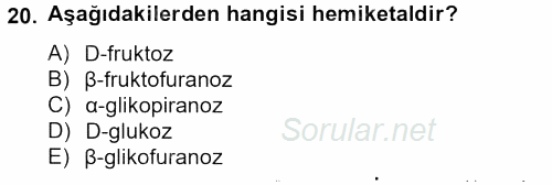 Temel Veteriner Biyokimya 2012 - 2013 Ara Sınavı 20.Soru