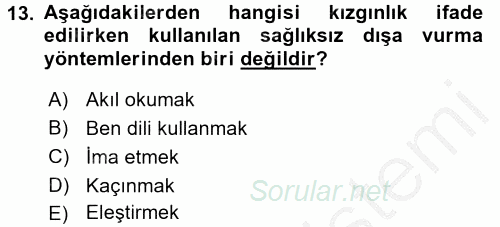 Etkili İletişim Teknikleri 2016 - 2017 3 Ders Sınavı 13.Soru