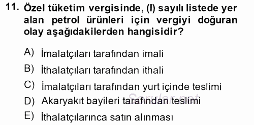 Özel Vergi Hukuku 2 2014 - 2015 Ara Sınavı 11.Soru