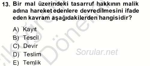Özel Vergi Hukuku 2 2014 - 2015 Ara Sınavı 13.Soru