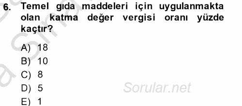 Özel Vergi Hukuku 2 2014 - 2015 Ara Sınavı 6.Soru