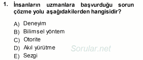 Sosyal Bilimlerde Araştırma Yöntemleri 2013 - 2014 Tek Ders Sınavı 1.Soru