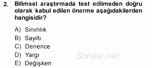 Sosyal Bilimlerde Araştırma Yöntemleri 2013 - 2014 Tek Ders Sınavı 2.Soru