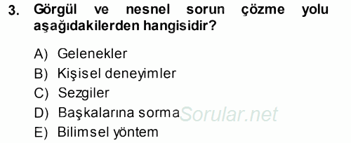 Sosyal Bilimlerde Araştırma Yöntemleri 2013 - 2014 Tek Ders Sınavı 3.Soru