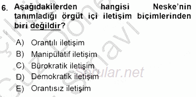 İletişim Bilgisi 2015 - 2016 Dönem Sonu Sınavı 6.Soru