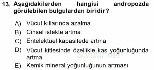 Yaşlı ve Hasta Bakım Hizmetleri 2016 - 2017 Dönem Sonu Sınavı 13.Soru