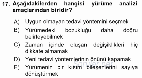 Yaşlı ve Hasta Bakım Hizmetleri 2016 - 2017 Dönem Sonu Sınavı 17.Soru