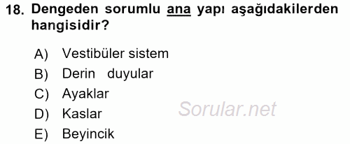 Yaşlı ve Hasta Bakım Hizmetleri 2016 - 2017 Dönem Sonu Sınavı 18.Soru