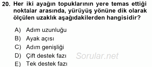 Yaşlı ve Hasta Bakım Hizmetleri 2016 - 2017 Dönem Sonu Sınavı 20.Soru