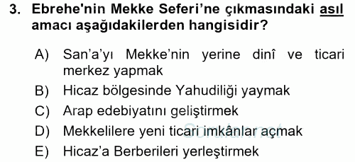 İslam Tarihi ve Medeniyeti 1 2017 - 2018 Ara Sınavı 3.Soru