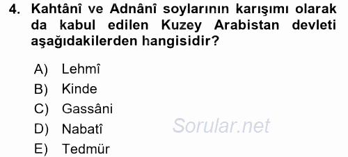 İslam Tarihi ve Medeniyeti 1 2017 - 2018 Ara Sınavı 4.Soru