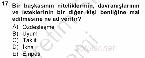 Halkla İlişkiler Ve İletişim 2014 - 2015 Dönem Sonu Sınavı 17.Soru