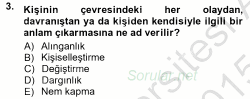 Halkla İlişkiler Ve İletişim 2014 - 2015 Dönem Sonu Sınavı 3.Soru