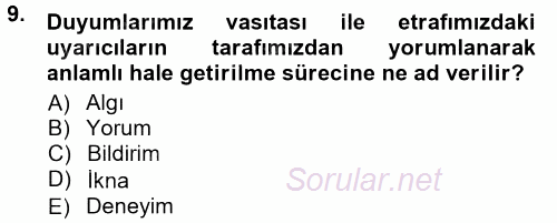 Halkla İlişkiler Ve İletişim 2014 - 2015 Dönem Sonu Sınavı 9.Soru