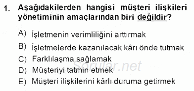 Çağrı Merkezinde Müşteri İlişkileri Yönetimi 2014 - 2015 Ara Sınavı 1.Soru