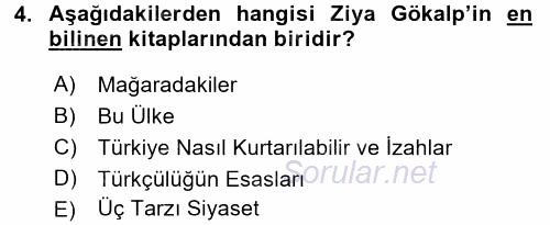Türk Sosyologları 2015 - 2016 Dönem Sonu Sınavı 4.Soru