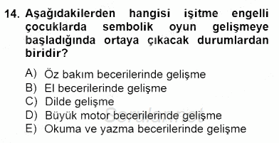 Çocukta Oyun Gelişimi 2014 - 2015 Dönem Sonu Sınavı 14.Soru