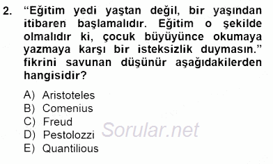 Çocukta Oyun Gelişimi 2014 - 2015 Dönem Sonu Sınavı 2.Soru