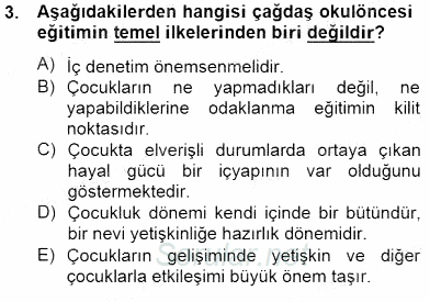 Çocukta Oyun Gelişimi 2014 - 2015 Dönem Sonu Sınavı 3.Soru