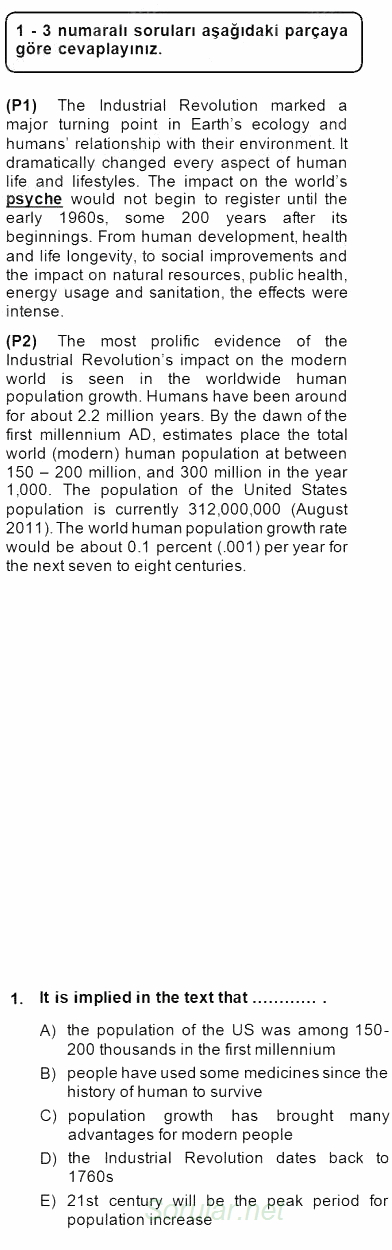İleri Okuma Ve Yazma Becerileri 2 2014 - 2015 Dönem Sonu Sınavı 1.Soru