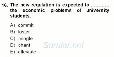 İleri Okuma Ve Yazma Becerileri 2 2014 - 2015 Dönem Sonu Sınavı 16.Soru