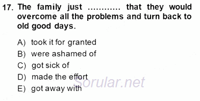 İleri Okuma Ve Yazma Becerileri 2 2014 - 2015 Dönem Sonu Sınavı 17.Soru