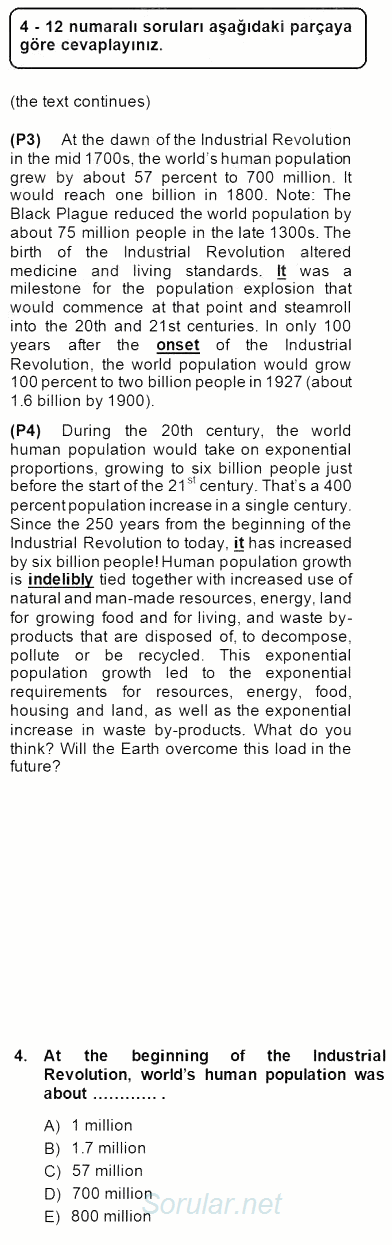 İleri Okuma Ve Yazma Becerileri 2 2014 - 2015 Dönem Sonu Sınavı 4.Soru