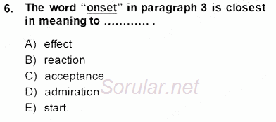 İleri Okuma Ve Yazma Becerileri 2 2014 - 2015 Dönem Sonu Sınavı 6.Soru
