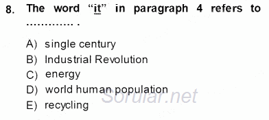 İleri Okuma Ve Yazma Becerileri 2 2014 - 2015 Dönem Sonu Sınavı 8.Soru